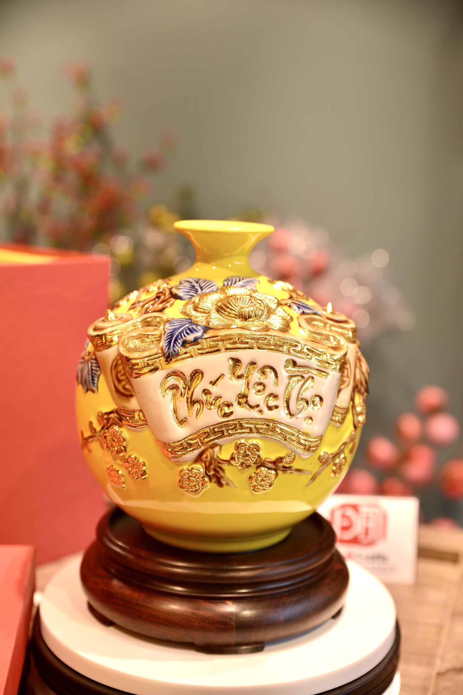 Bình hút lộc Bát Tràng cao cấp – BBHL-20DV-PLT-vang