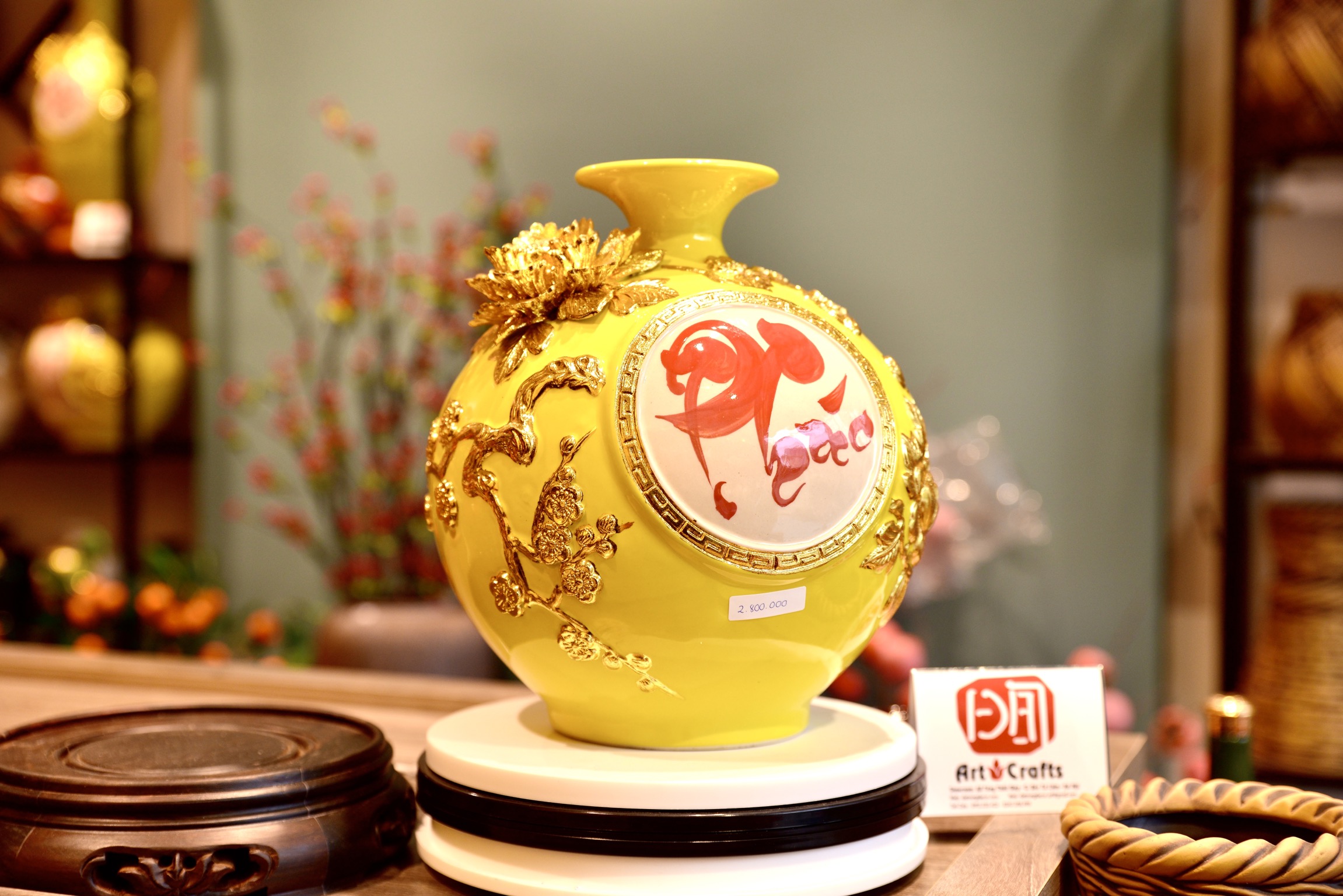 Bình hút lộc Bát Tràng cao cấp BBHL-27DV-PL-Vàng