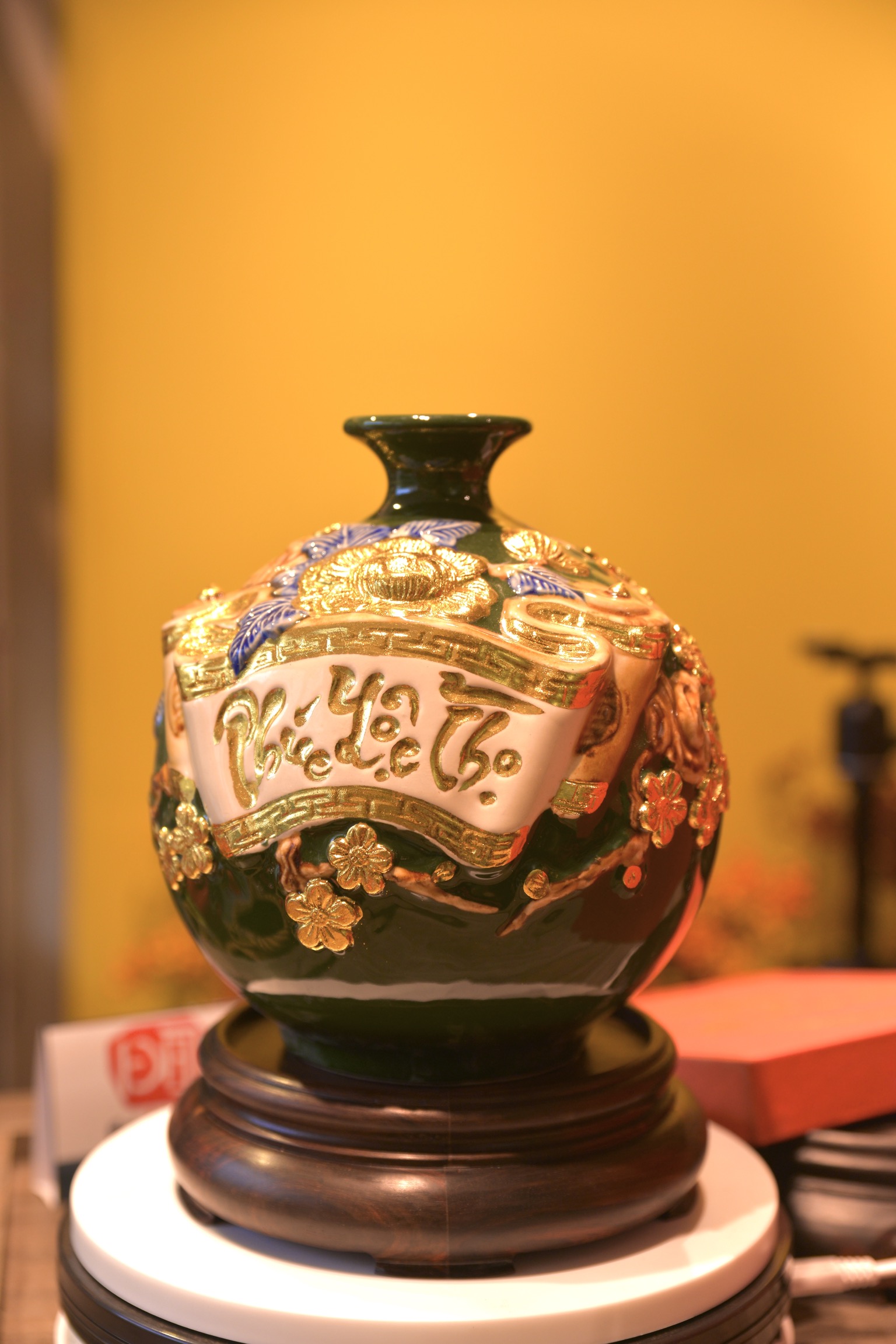 Bình hút lộc Bát Tràng cao cấp – BBHL-20DV-PLT-luc