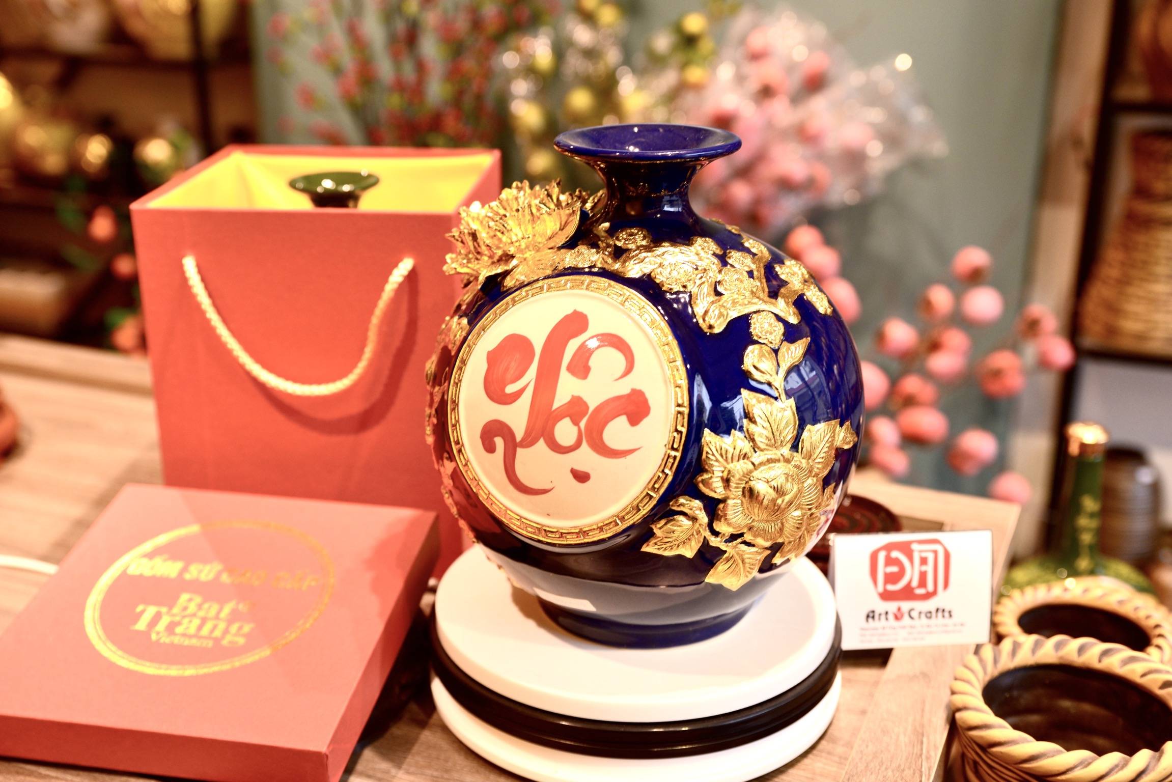 Bình hút lộc Bát Tràng cao cấp BBHL-27DV-PL-Lam