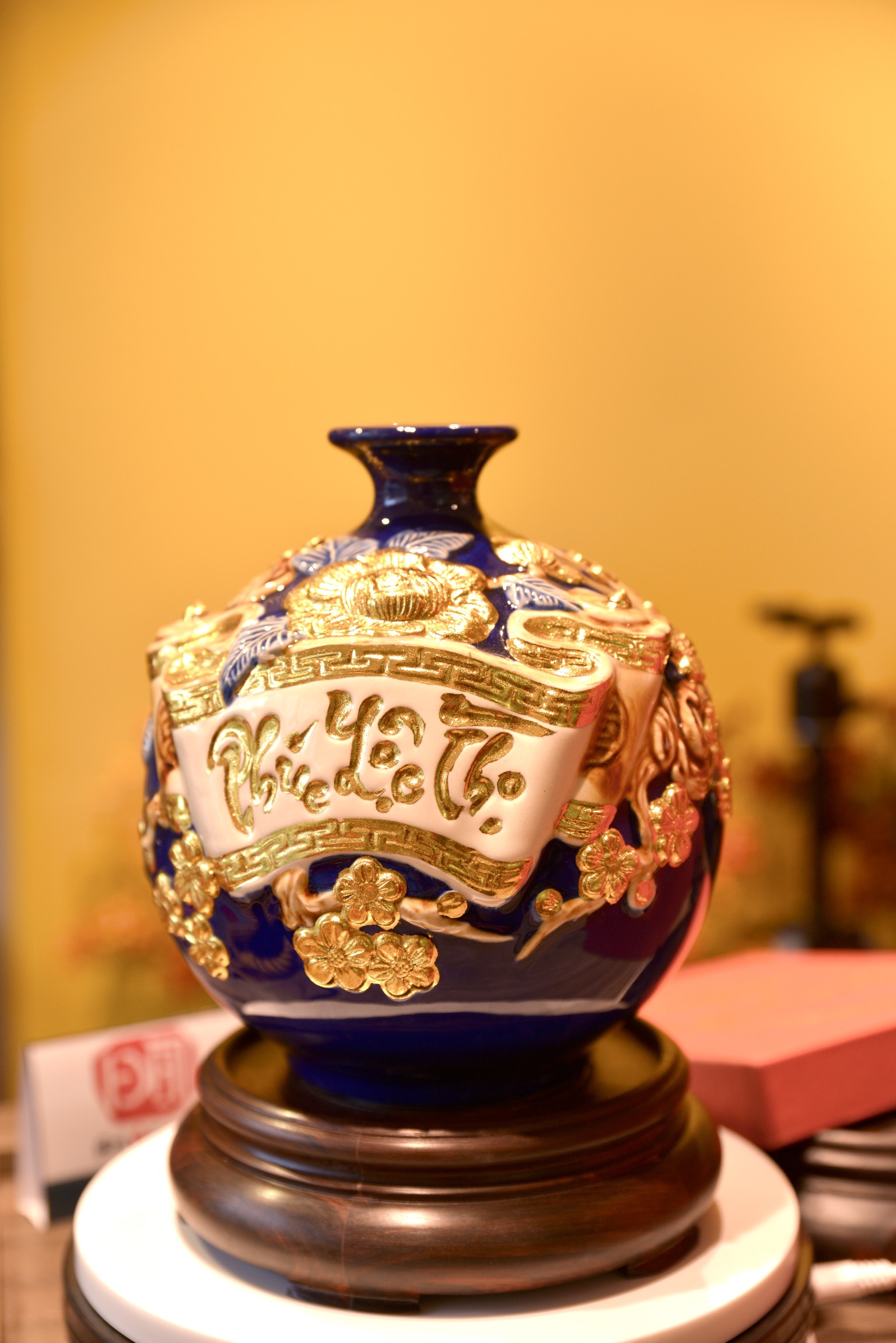 Bình hút lộc Bát Tràng cao cấp – BBHL-20DV-PLT-lam