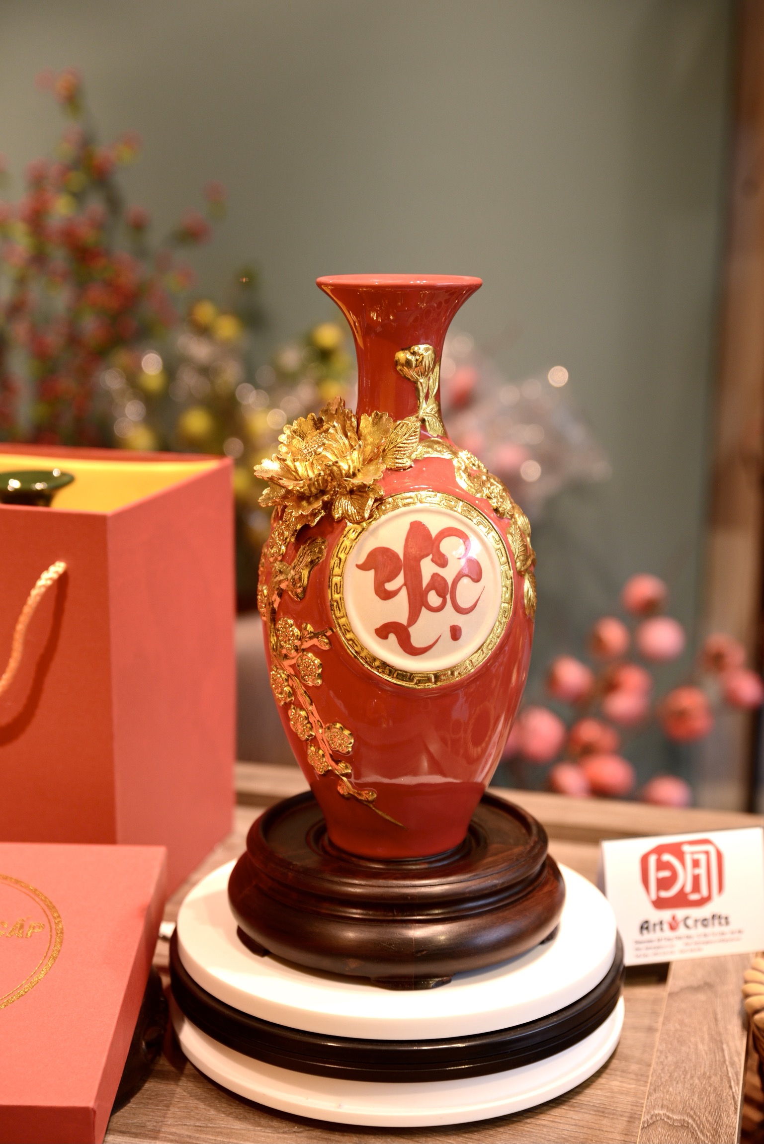 Bình hút lộc Bát Tràng cao cấp, Bảo bình dát vàng H30